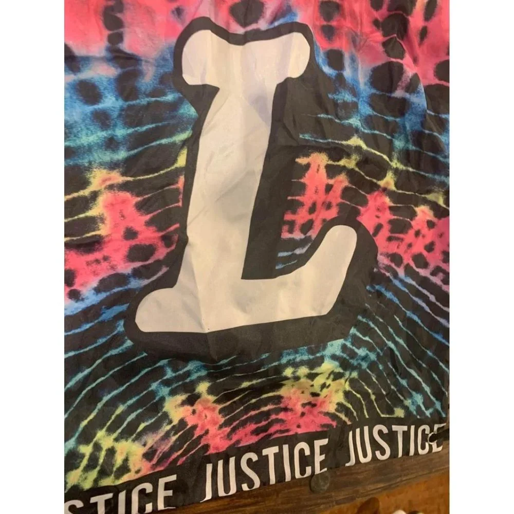 Justice drawstring bag “L” initial, excellent condition (bin T)